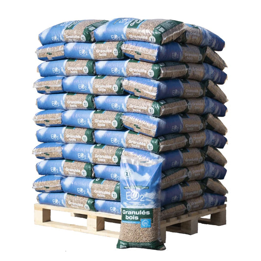 Pellets de madera eo2 – palé de 66 sacos de 15 kg, con un total de 990 kg de eo2®.
