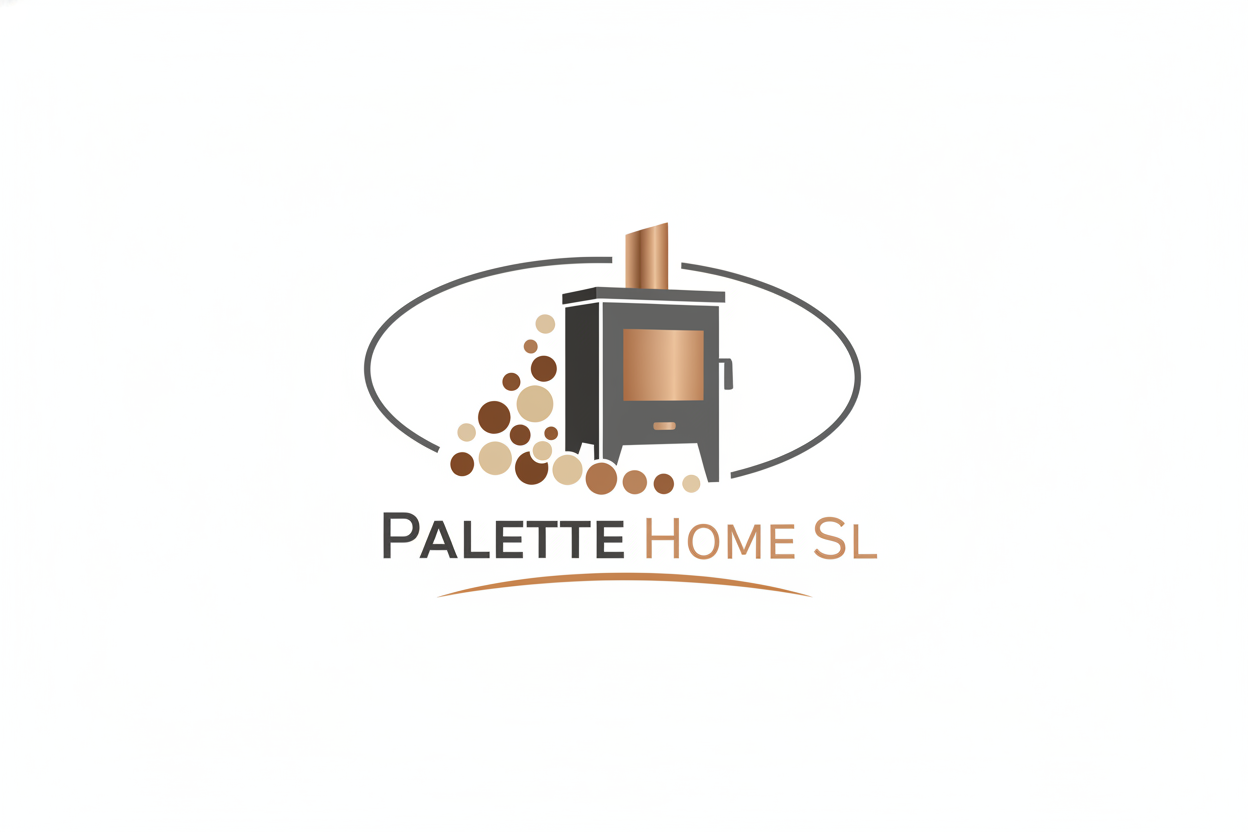 Logo en fond blanc de Poêle à bois et Granulés de bois pour la société Palette Home Sl 