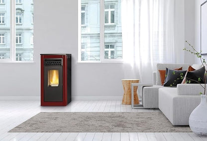 TJ - Estufa de Pellets Modelo Vera de 15 kW - Color Rojo