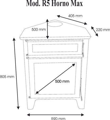 Estufa de leña modelo r5 horno max 11 kw